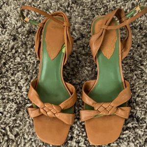 Hilary Radley Tan Leather Zahara wedge Sandal sz 8